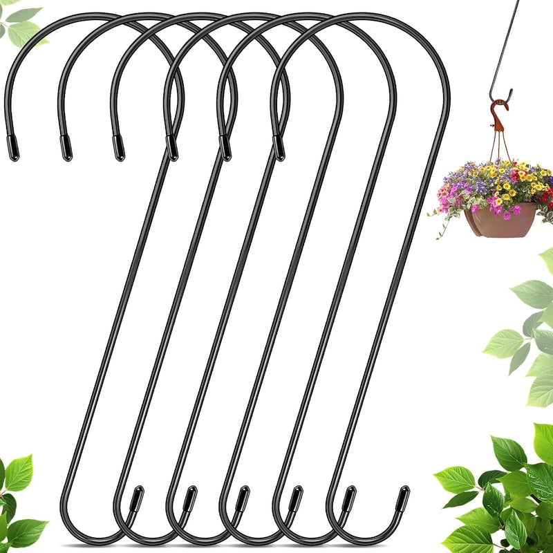 Dapute 6 Pack 16 Inch Extra Large S Hooks for Hanging Plants, Rust-Proof Heavy Duty Tree Branch Hook Plant Hooks Outdoor for Hanging Bird Feeder,Patio,Indoor Uses - Image 1