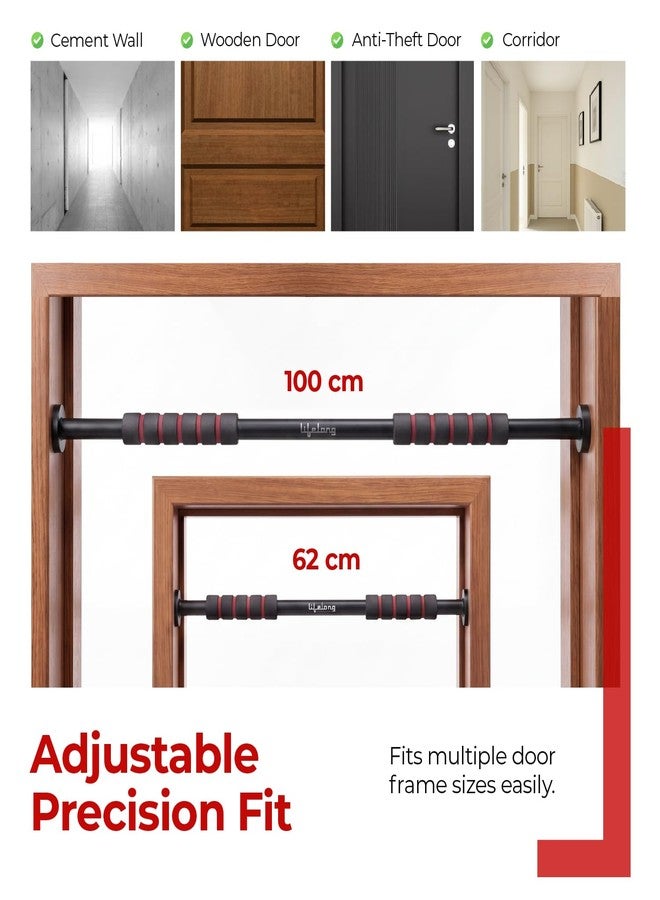 Lifelong Pull Up Bar for Home Kids| Adjustable 62-100 cm Doorway PullUp Bar For Home Gym Equipment |No Screw Pull Up Bar Door Mounted |100kg Capacity, Anti-Slip Lock, Foam Grip Handles |Gym Equipment for Home Workout - Image 4