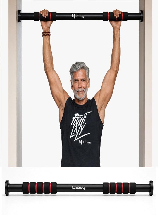 Lifelong Pull Up Bar for Home Kids| Adjustable 62-100 cm Doorway PullUp Bar For Home Gym Equipment |No Screw Pull Up Bar Door Mounted |100kg Capacity, Anti-Slip Lock, Foam Grip Handles |Gym Equipment for Home Workout - Image 1