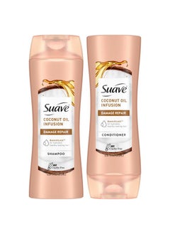 Suave Coconut Oil Infusion Shampoo And Conditioner Set, Damage Control Hydrating Shampoo & Conditioner For Damaged Dry Hair, 12.6 Oz Ea (2 Piece Set)  - Image 1