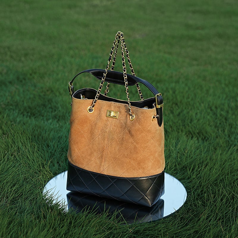 Women's Genuine Leather Chain Shopper Tote Bag - Image 4