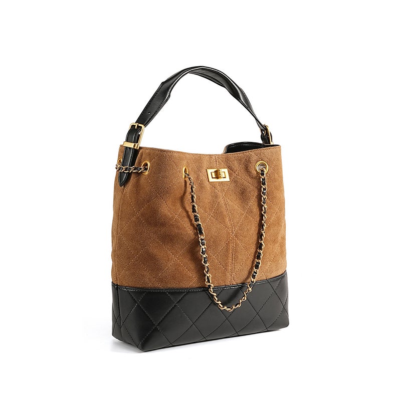 Women's Genuine Leather Chain Shopper Tote Bag - Image 5