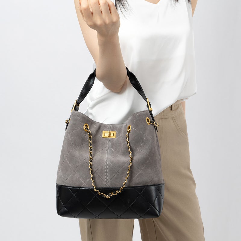 Women's Genuine Leather Chain Shopper Tote Bag - Image 2
