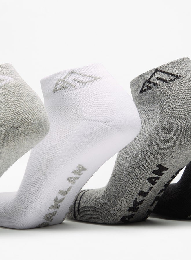 OAKLAN Men's Logo Print Ankle Length Sports Socks - Set of 5 - Image 4