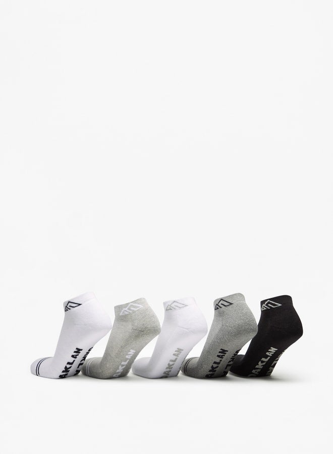 OAKLAN Men's Logo Print Ankle Length Sports Socks - Set of 5 - Image 3