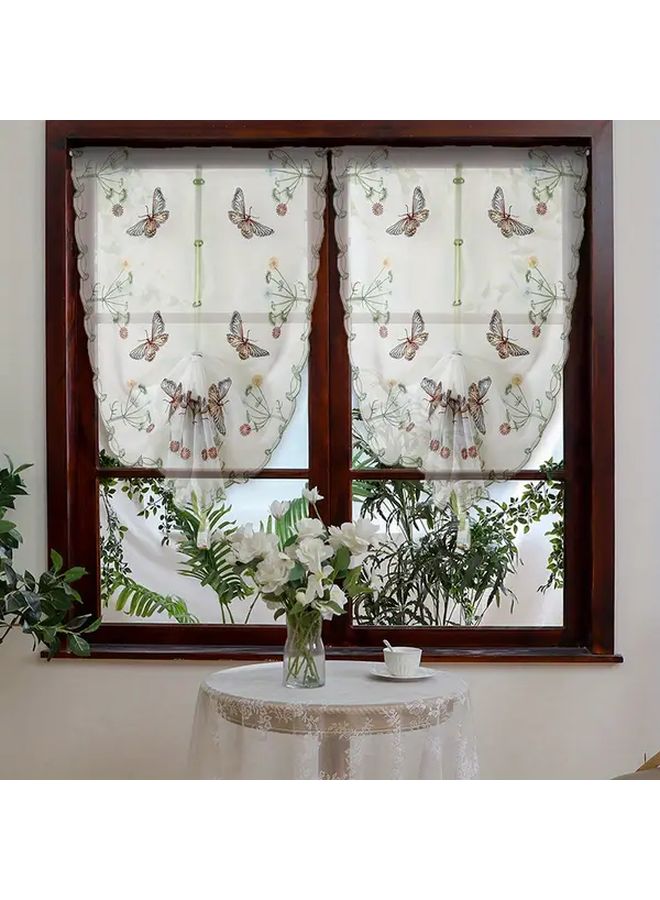 French Country Jacquard Embroidered Semi Sheer Curtain Pansies 31 5x62 99 Inch Rod Pocket - Image 3