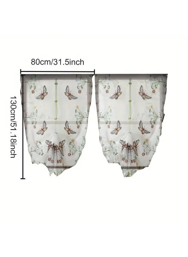 French Country Jacquard Embroidered Semi Sheer Curtain Pansies 31 5x62 99 Inch Rod Pocket - Image 4