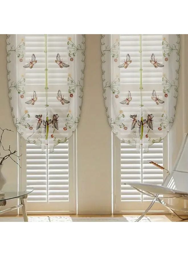 French Country Jacquard Embroidered Semi Sheer Curtain Pansies 31 5x62 99 Inch Rod Pocket - Image 2