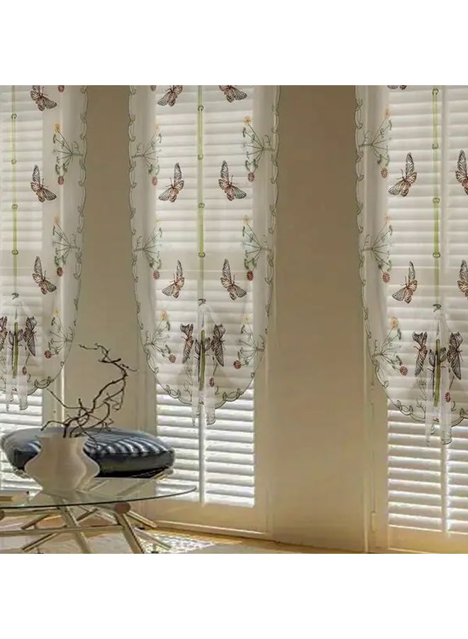 French Country Jacquard Embroidered Semi Sheer Curtain Pansies 31 5x62 99 Inch Rod Pocket - Image 1
