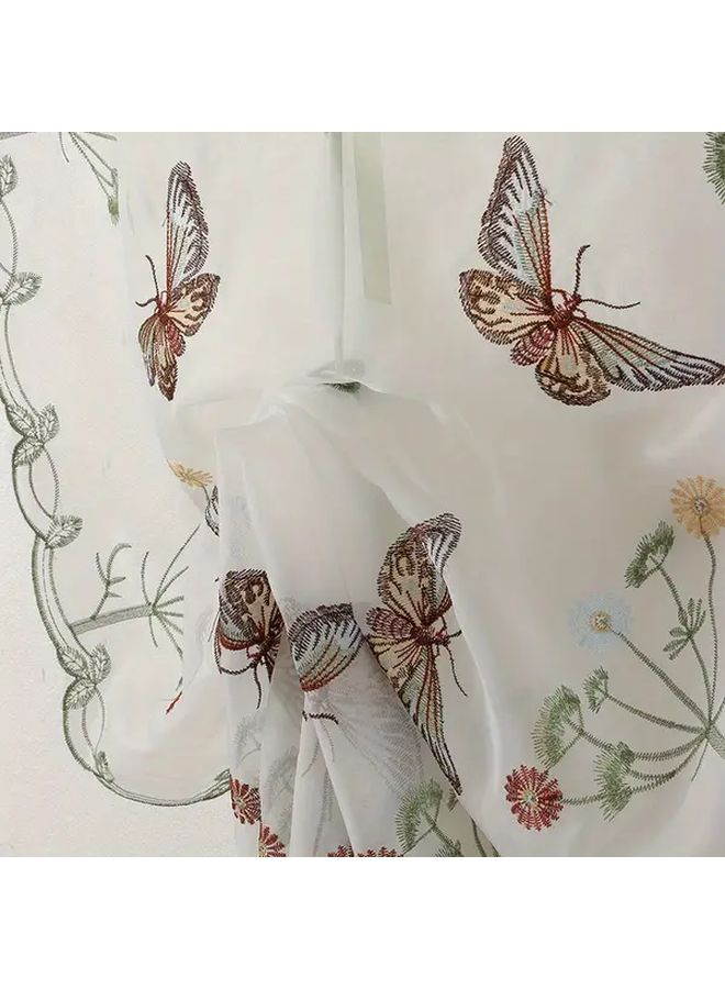 French Country Jacquard Embroidered Semi Sheer Curtain Pansies 31 5x62 99 Inch Rod Pocket - Image 5