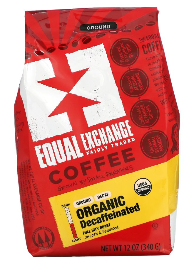 Equal Exchange Organic Coffee Ground Full City Roast Decaffeinated 12 oz (340 g)