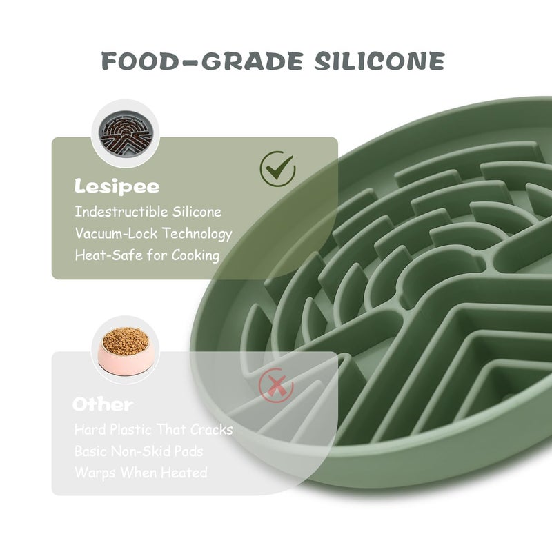 Lesipee Slow Feeder Dog Bowl for Large & Small Pets, Anti Choking Puzzle Dog Food Bowl with Non-Slip Base, Interactive Pet Slow Eating, Silicone Cat Feeder for Puppies & Cats(Grey Green) - Image 5