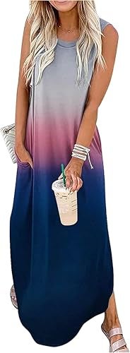 CHUNTIANRAN Beach Vacation Clothes for Women Casual Summer Long Dress Vacation Fashion Sundresses Petite Maxi Dresses for Women 5 Ft(Multicolor-03,X-Large) - Image 5