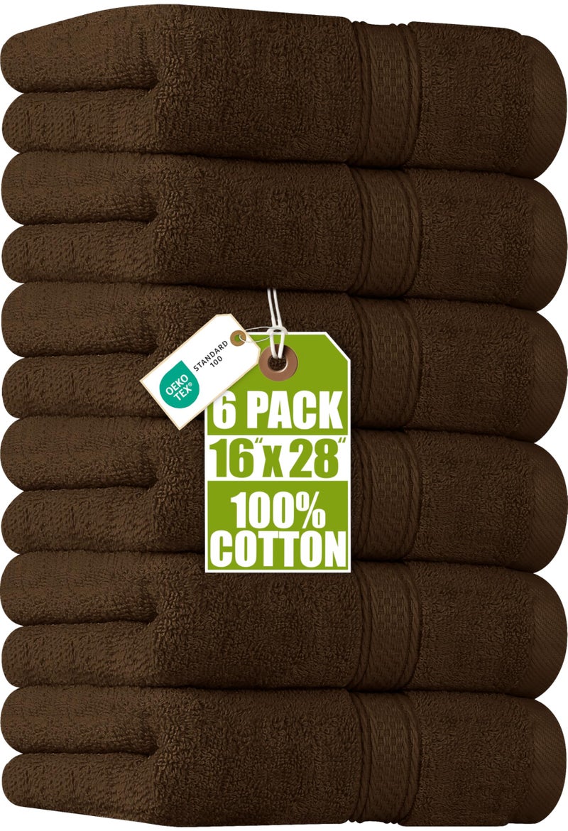 Utopia Towels 6 Pack Premium Hand Towels Set, 16 by 28 inches, 100% Ring Spun Cotton, Ultra Soft and Highly Absorbent 600GSM Towels for Bathroom, Gym, Shower, Hotel, and Spa, Dark Brown - Image 1