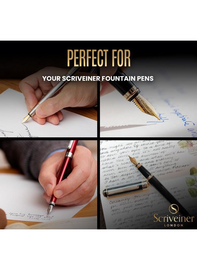 Scriveiner - Fountain Pen Ink Cartridges - Black - 20 Standard International, Made In Uk, The Best Cartridge For Your Scriveiner Pen, Refill Size Fits A Wide Range Of Fountain Pens - Image 1