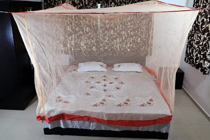 Neekshaa Combo Pack Mosquito Net for Double Bed Polyester Mosquito Net for Baby | Bedroom | Family_Size-6x6 FT_Color-Orange,Red - Image 3