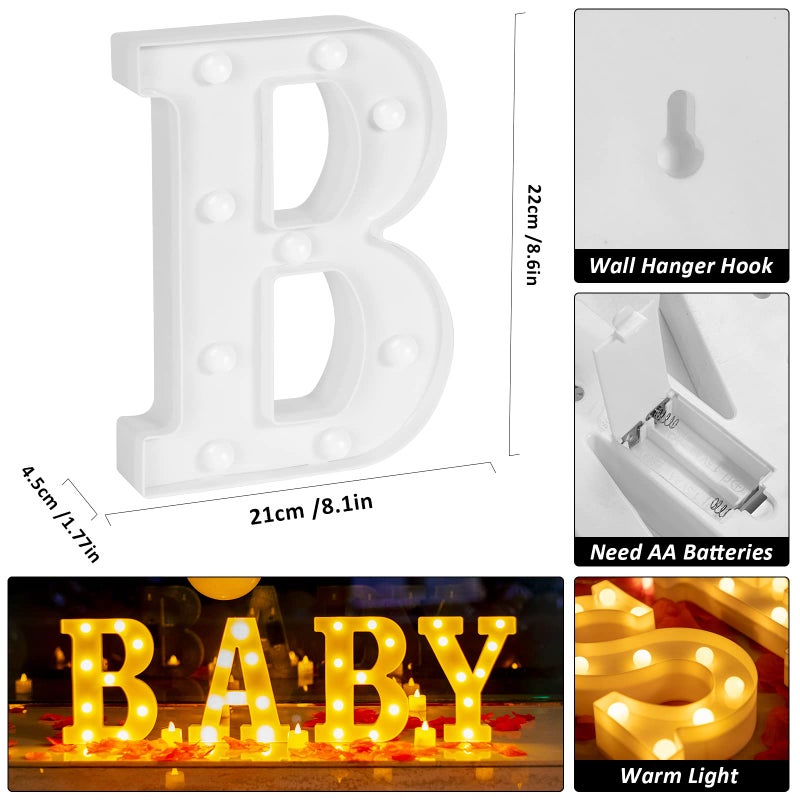 GPUSFAK BABY Marquee Light Up Letters - LED Letter Number Light Sign Decoration for Birthday Home Table Decor White - Image 4