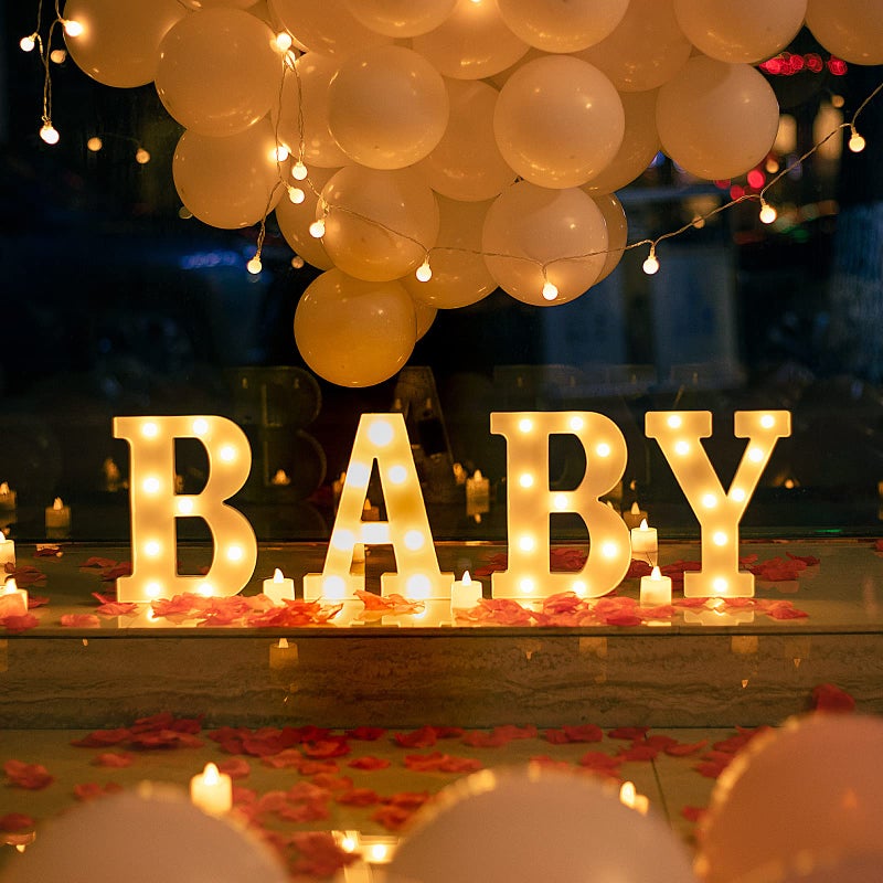 GPUSFAK BABY Marquee Light Up Letters - LED Letter Number Light Sign Decoration for Birthday Home Table Decor White - Image 3