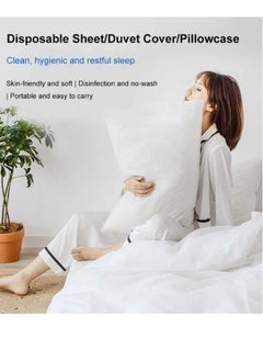 Generic 4 Pcs Travel Disposable Bedding Set, Travel Double Models Soiled Sleeping Bag Portable Non-Woven Bedspread Duvet Cover and Pillowcase Set, Suitable for Hotels, Camping and Overnight Stays  - Image 1