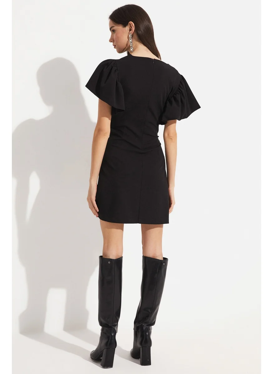 جون Women's Flounce Sleeve Mini Knitted Dress