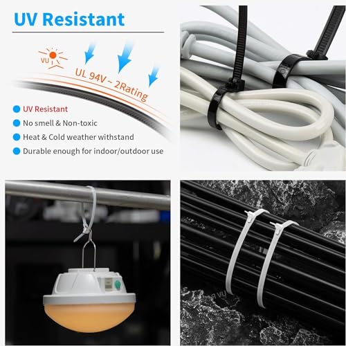 Hian 8-Inch White Cable Ties, 3.6mm Width, Nylon Zip Ties for Home, Office, and Outdoor Use - Strong, Durable, and Versatile Cable Organizers (Pack of 100) - Image 4