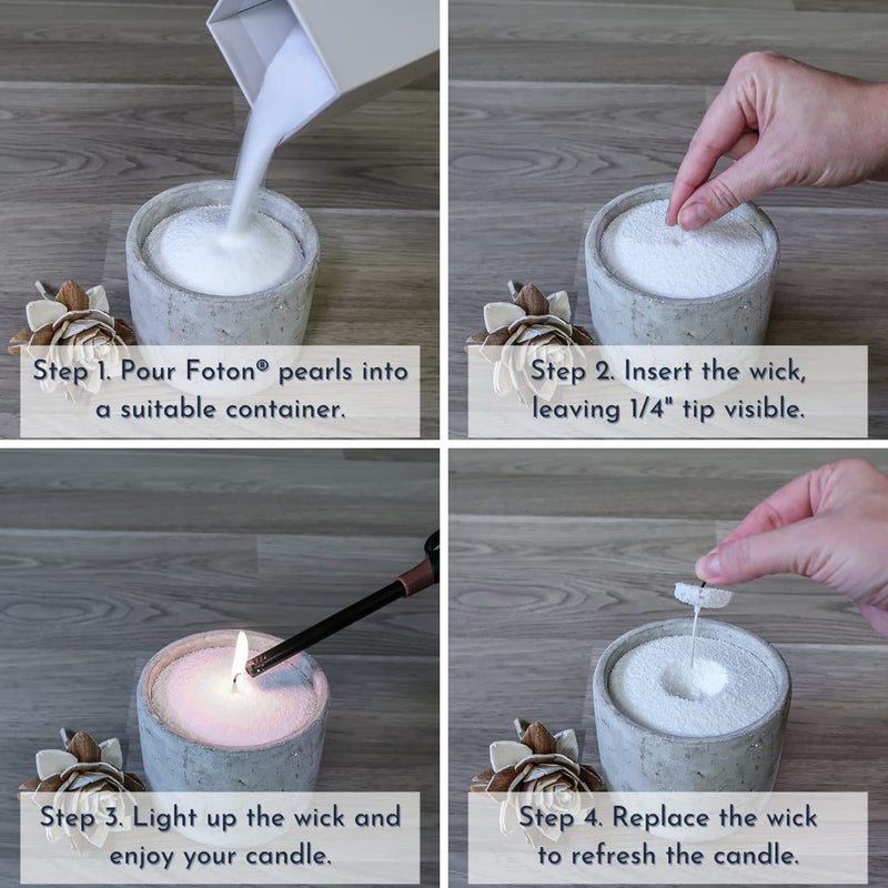 Foton Foton Pearled Candle 9LB - شموع مسحوق طويلة لا تدوم غير مسمدة - شموع شمعة قابلة لإعادة التعبئة مع 100 فتيل لصنع الشموع  - Image 3