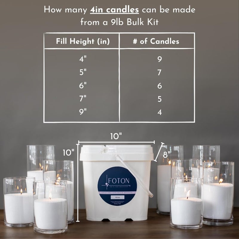 Foton Foton Pearled Candle 9LB - شموع مسحوق طويلة لا تدوم غير مسمدة - شموع شمعة قابلة لإعادة التعبئة مع 100 فتيل لصنع الشموع  - Image 4