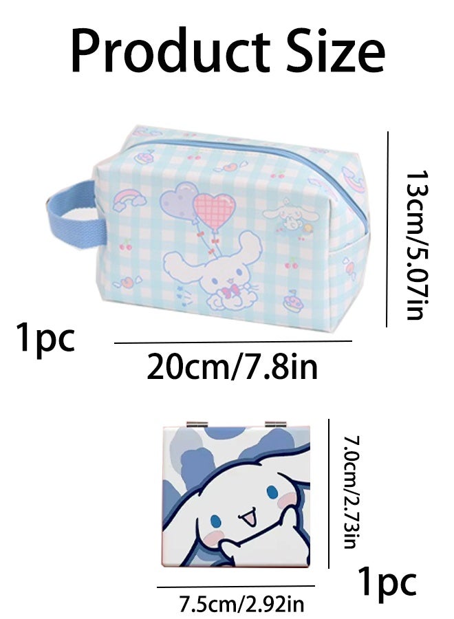 حقيبة مكياج للسفر، سعة كبيرة، حقيبة مكياج كرتونية، حقيبة مكياج مغلقة بزرCinnamoroll، حقيبة أدوات تجميل سفرية من مادة PU مع رول الكينامورال، حقيبة تخزين لملحقات المكياج، حقيبة تخزين قابلة للطي - Image 2