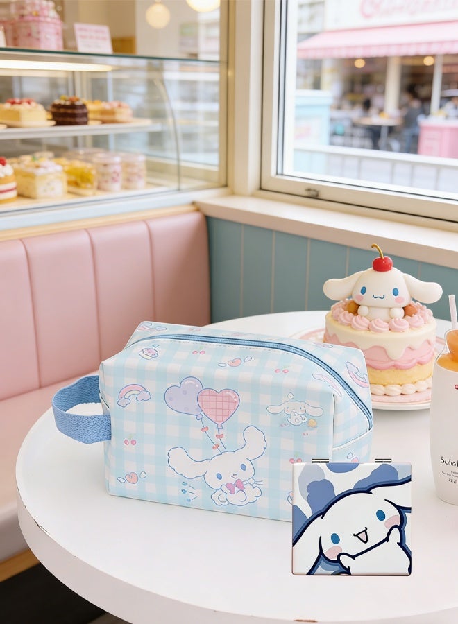 حقيبة مكياج للسفر، سعة كبيرة، حقيبة مكياج كرتونية، حقيبة مكياج مغلقة بزرCinnamoroll، حقيبة أدوات تجميل سفرية من مادة PU مع رول الكينامورال، حقيبة تخزين لملحقات المكياج، حقيبة تخزين قابلة للطي - Image 5