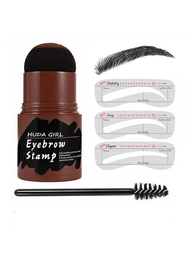 HUDACRUSH Girl Beauty Eyebrow Stamp Stencil Kit One Step Brow Stamp Makeup Powder Reusable Eyebrow Stencils Shape Thicker And Fuller Brows Waterproof Long Lasting (Black) - Image 1