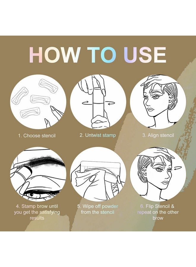 HUDACRUSH Girl Beauty Eyebrow Stamp Stencil Kit One Step Brow Stamp Makeup Powder Reusable Eyebrow Stencils Shape Thicker And Fuller Brows Waterproof Long Lasting (Black) - Image 4