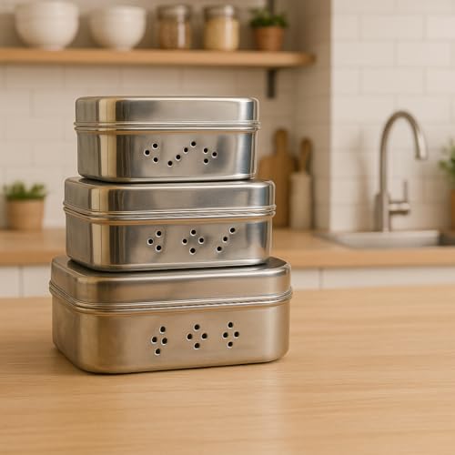 DiBha Stainless Steel Square Shape Box for Kothmir/Dhaniya/Coriander Multipurpose Dabba Storage Box/Kitchen Container - Set of 1, Color- Silver (Capacity-700ml) - Image 5