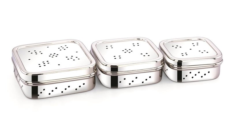 DiBha Stainless Steel Square Shape Box for Kothmir/Dhaniya/Coriander Multipurpose Dabba Storage Box/Kitchen Container - Set of 1, Color- Silver (Capacity-700ml) - Image 4