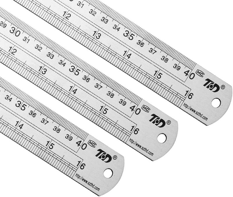ZZTX Ruler Metal Straight Edge Stainless Steel Ruler 16 Inch Ruler Set Rulers Bulk 1 Pack - Image 3