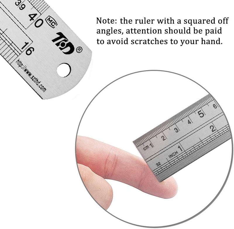 ZZTX Ruler Metal Straight Edge Stainless Steel Ruler 16 Inch Ruler Set Rulers Bulk 1 Pack - Image 4
