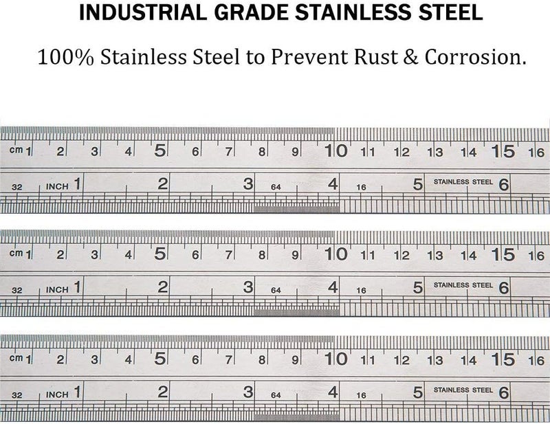 ZZTX Ruler Metal Straight Edge Stainless Steel Ruler 16 Inch Ruler Set Rulers Bulk 1 Pack - Image 2