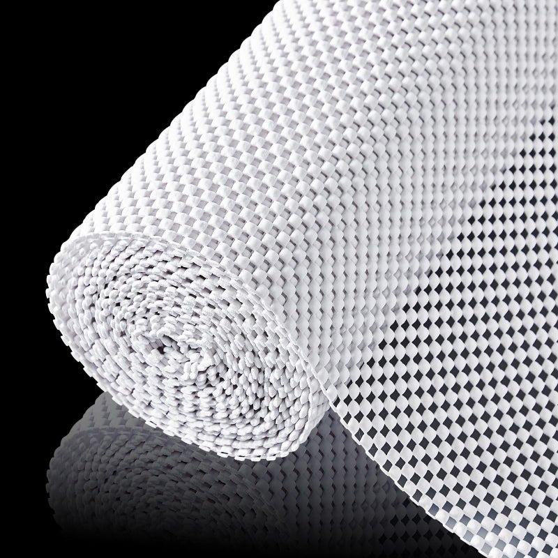 ALIUNI Shelf Liner for Kitchen Cabinet, Drawer Liners Non Slip Non Adhesive Thick Mat, Breathable Dresser Pantry Bathroom Protector, White, 12" x 120" - Image 1