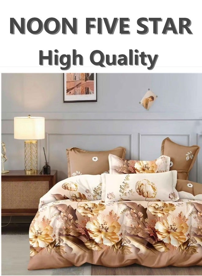 All-in-One King Bed Set 220x240cm: 6PCS Duvet Cover 4Pillow Cover 1 Deep Pocket Fitted Sheet