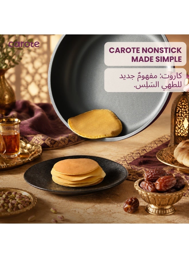 Carote 21-Piece Non Stick Cookware Set with Detachable Handle, Induction, Gas & Oven Compatible, Dishwasher Safe, Space Saving Kitchen Pots and Pans, PFOA & Lead Free, Healthy Cooking Set, Purple Gold - Image 3