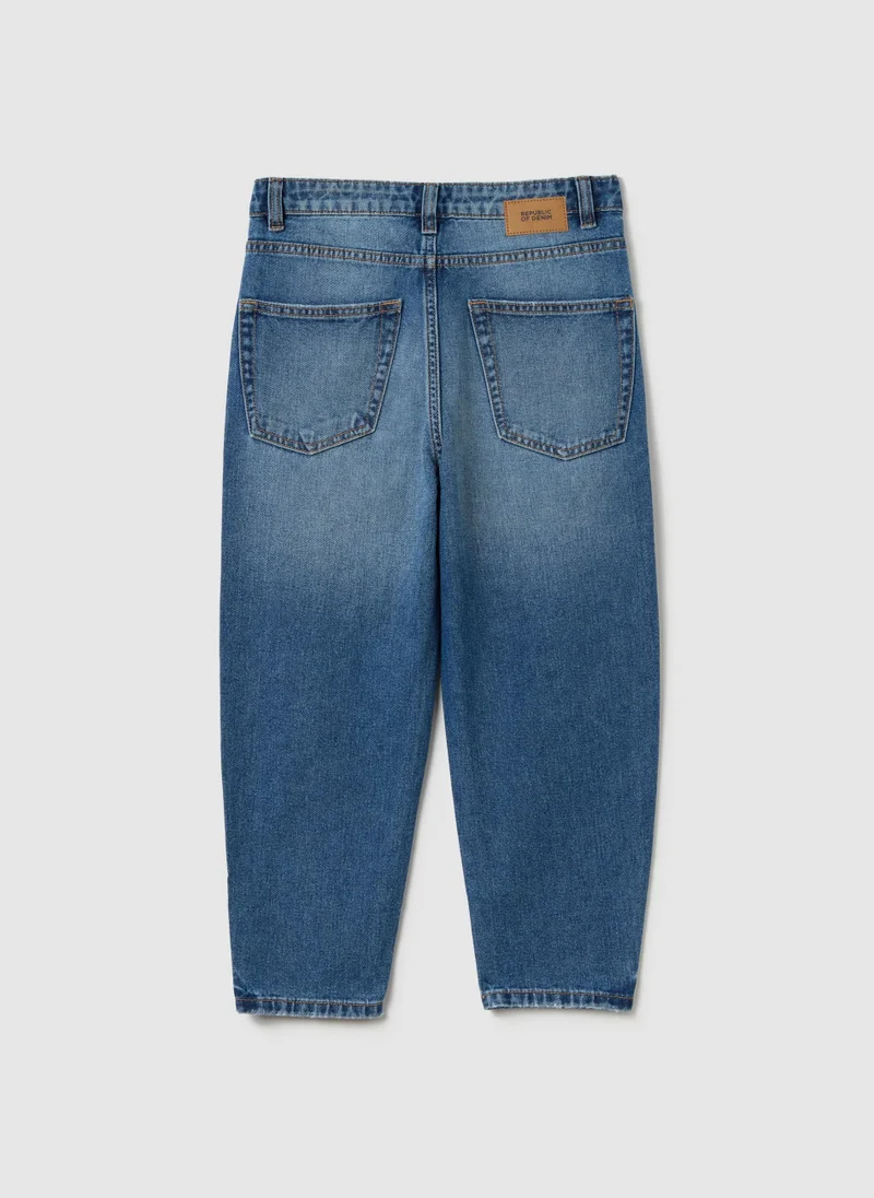 او في اس Baggy Fit Distressed Jeans