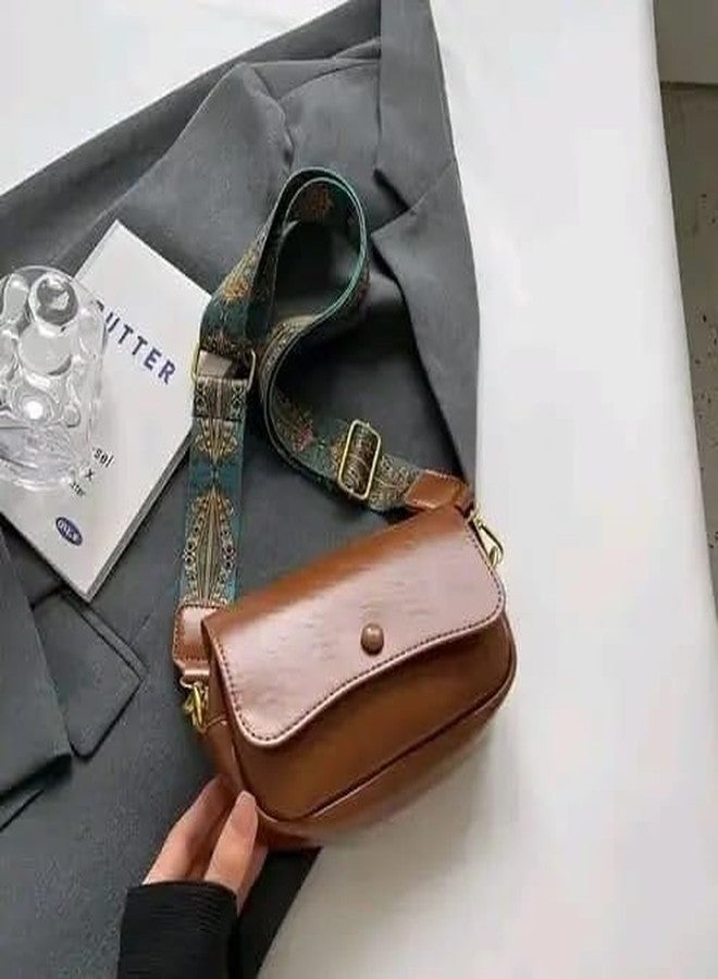 AKSUTI Leather Purse Crossbody Bags For Women Handbag Wide Bag (Tan) - Image 3