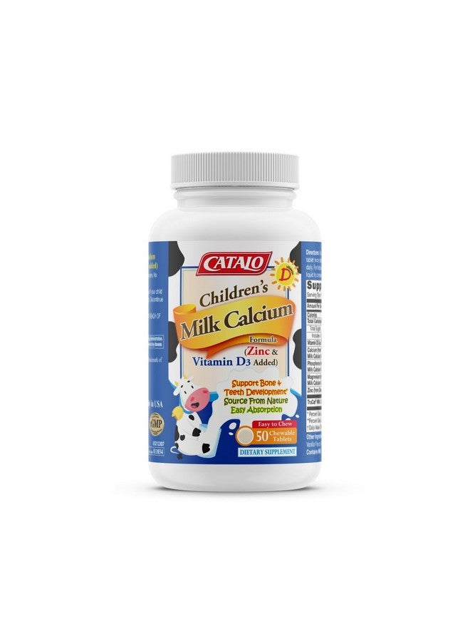 CATALO Children’s Milk Calcium Formula - Kids & Toddler Milk, Bone Supplement, Zinc & Vitamin D3 Added, Kids Vitamins, Toddler Formula 12-36 Months - 50 Chewable Tablets - Image 1