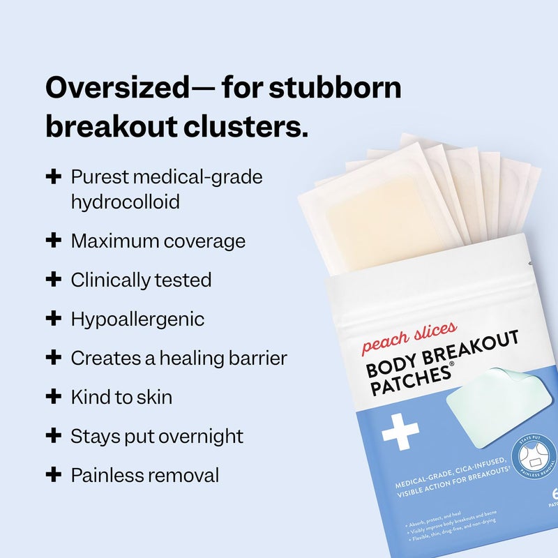Peach Slices - Body Breakout Patches (6 ct) - Overnight Body Pimple Patches - Hypoallergenic - Flexible & Painless - Cica & Hydrocolloid Bandages - Vegan & Cruelty Free - Korean Skin Care & Beauty - Image 2