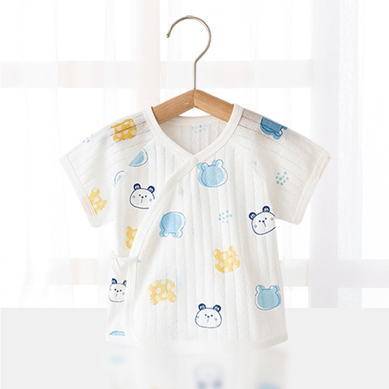 Newborn Baby Half-back Clothes Newborn Baby Spring Clothes Top Cotton Summer Thin Baby Short-sleeved Strap Monk Clothing - Image 1