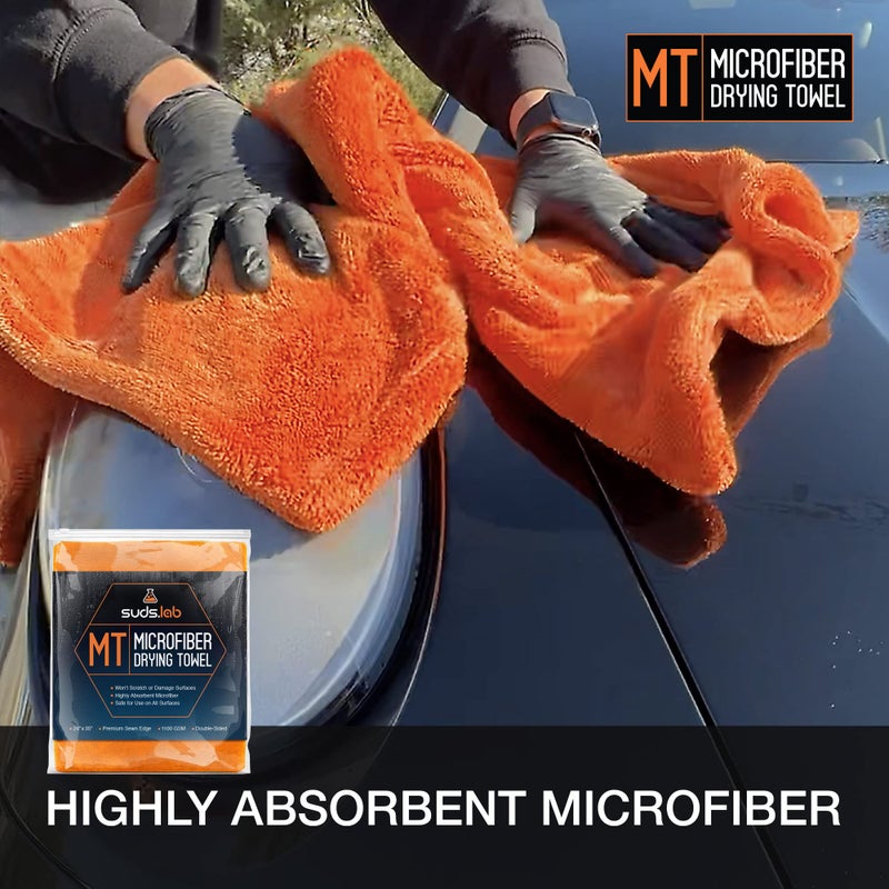 suds.lab Suds Lab Large Microfiber Drying Towel (24 in x 35 in) Car Exterior Cleaning and Detailing Cloth, Safe On Plastic Trim, Glass, Carbon Fiber, Paint - Image 3