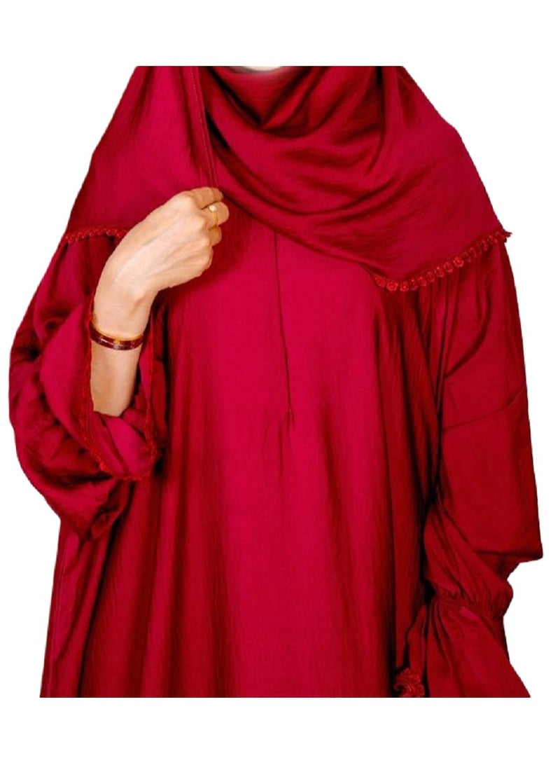 Prayer dresses Lace Sleeves by Nashwa.Boutique-Reddish Brown  - Image 2