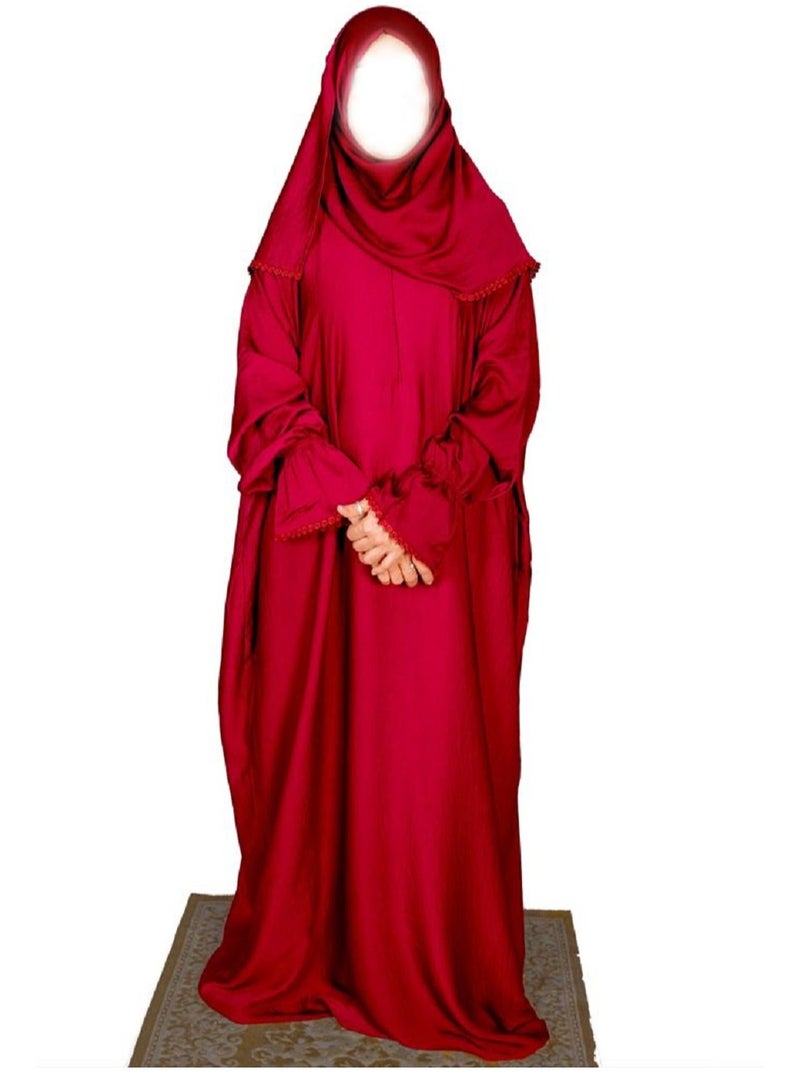 Prayer dresses Lace Sleeves by Nashwa.Boutique-Reddish Brown  - Image 1