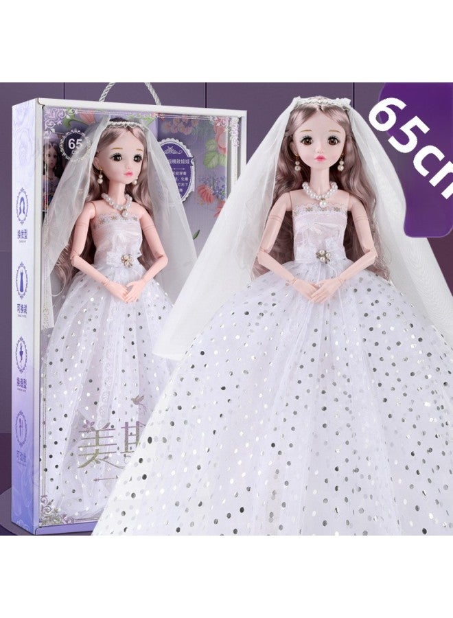 Tongle Barbie Doll Large Gift Box Suit 60cm Simulation Girl WEDDING PRINCESS Children's Toy Gift-Color:6501 No. 4 Princess-Height:Music Edition + Smart Remote Control + Blink + Headdress + Necklace - Image 1