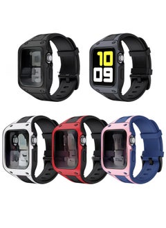Suitable For Apple Watch 123456 Generation For Apple Watch Silicone Tpu All-in-one Two-color Protective Case Protective Case-Color:E2 Integrated Two-color Protective Shell Purple Pink (including Packaging)-Exterior Dimension:42/44mm