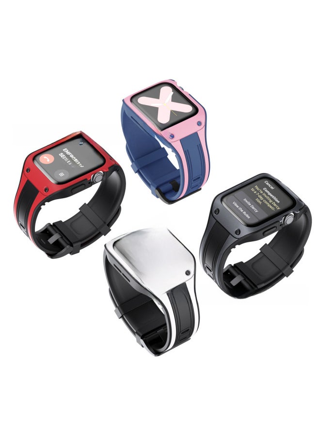 Generic - Suitable For Apple Watch 123456 Generation For Apple Watch Silicone Tpu All-in-one Two-color Protective Case Protective Case-Color:E2 Integrated Two-color Protective Shell Purple Pink (including Packaging)-Exterior Dimension:42/44mm - Image 1